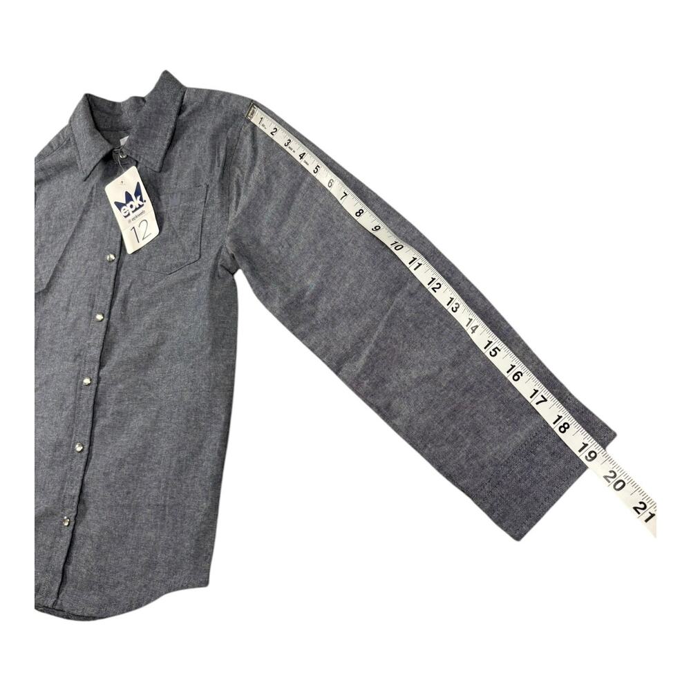 EPK Boys' Pearl Snap Long Sleeve Button-Up Dress Shirt - Size 12 - Gray NWT - Picture 8 of 11